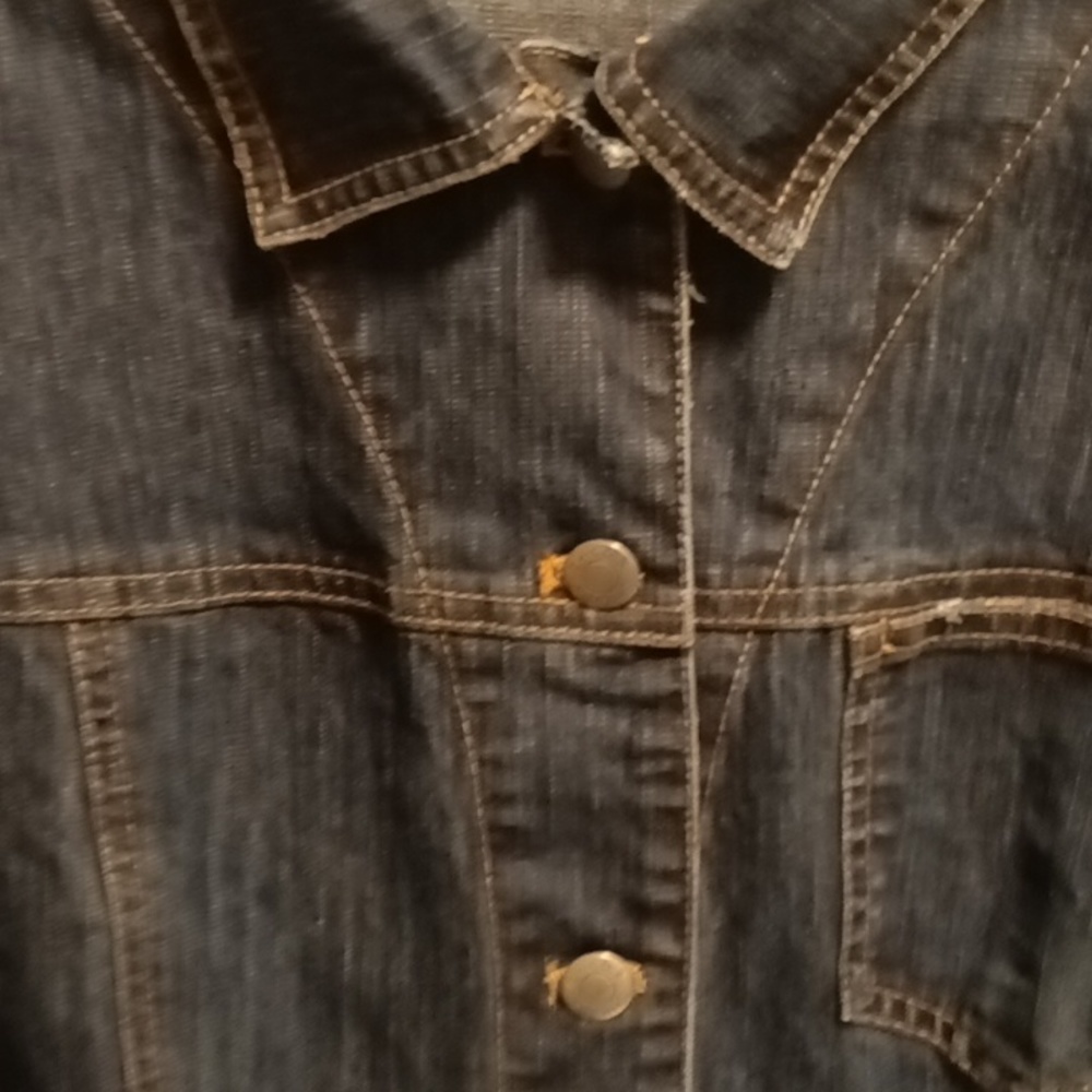 FINAL PRICE NWOT CHICO'S denim l/s dress w front pockets & gold stitching Sz 3 - Picture 4 of 9